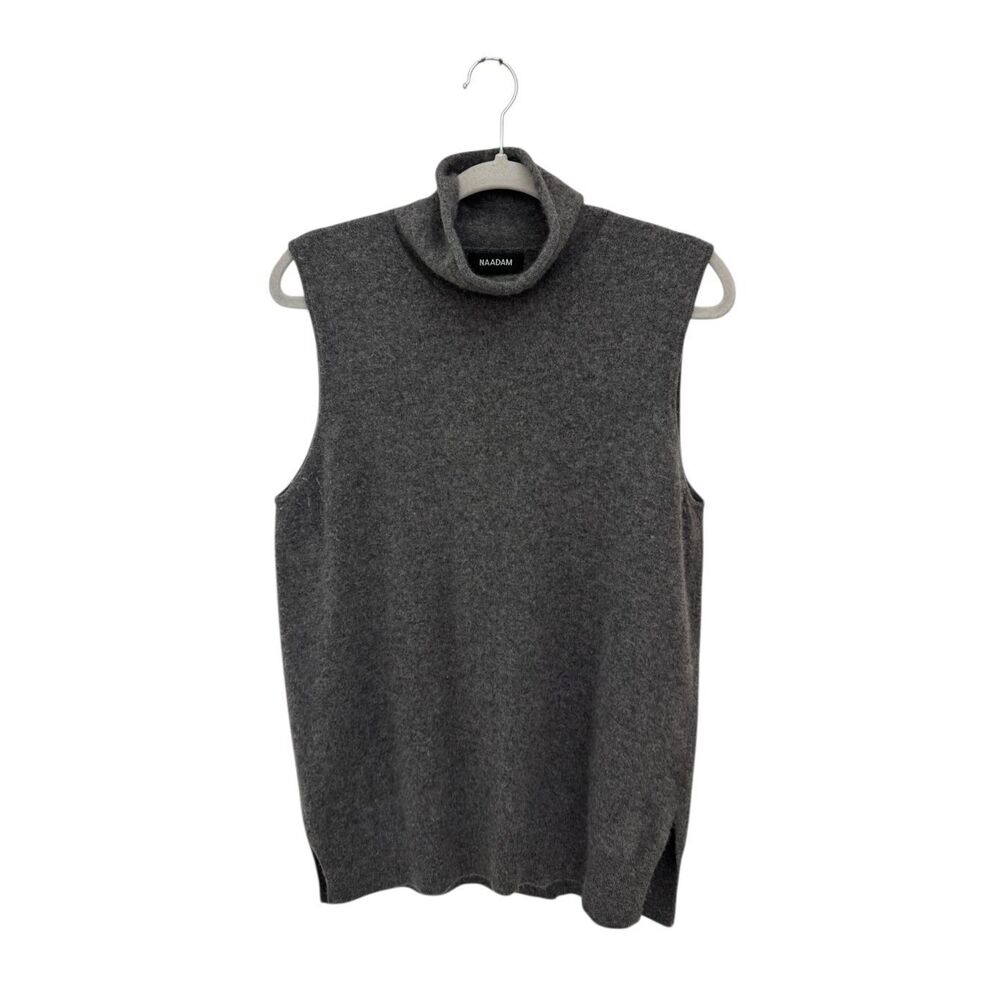 Naadam 100% Cashmere Women’s Turtleneck Vest Size Large Gray Layering Classic